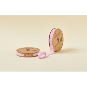 Biye Ekoseli Katlı E02 Pembe 2 cm 25 Metre %65 Koton %35 Polyester