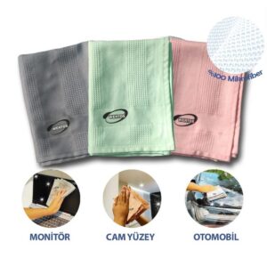 ANKAVERSE® İz Bırakmayan Mikrofiber Temizlik Bezi 3'lü Set Cam ve Ayna Silme Toz Alma Temizlik Bezi