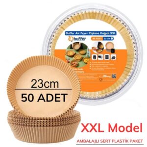 50 Adet Air Fryer Pişirme Kağıdı Tek Kullanımlık  23 Cm Yuvarlak Pişirme Kağıdı XXL PVC li (5286)