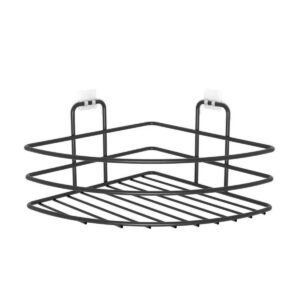 ANKAVERSE® Kendiliğinden Yapışkanlı Montaj Gerektirmeyen Tek Katlı Banyo Askı Köşe Şampuanlık Siyah