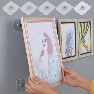 ANKAVERSE® Süper Güçlü Çerçeve Askısı Pin Delgisiz Vidalı Tırnak Kanca Yapışkanlı Raf Tutucu Askı 4 Adet