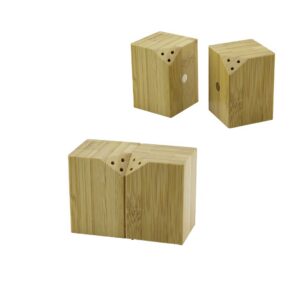 5X5CM--Y:7CM 2PCS MIKNATISLI İKİZ AHŞAP BAMBU BAHARATLIK - TUZLUK (5286)