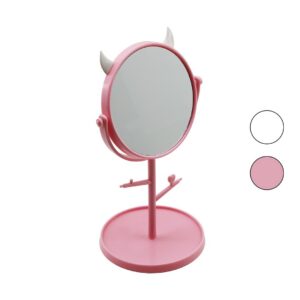 6 İNÇ  - 15CM YUVARLAK - BOYNUZLUTAKI ASKILIKLI MAKYAJ AYNASI RENKLİ PLASTİK TAKILIK SEPETLİ=15CM (5286)