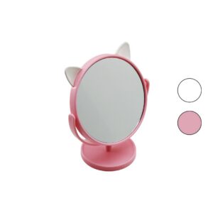 6 İNÇ - 15CM - YUVARLAK KULAKLI RENKLİ PLASTİK MAKYAJ AYNASI AYAKLI (5286)