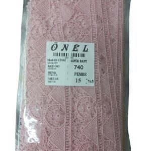 Dantel Polyester Güpür Bant Pembe 15 Metre En 3 cm ON-740-P