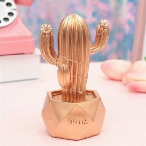 ANKAVERSE® Led Işıklı Sevimli Kaktüs Dekoratif Masa Lambası Mini Biblo Gece Lambası-GOLD