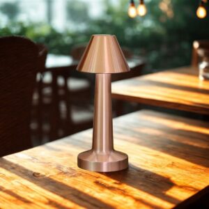 ANKAVERSE® Çatı Model Bronz Renk Şarjlı Dokunmatik 3 Renkli LED Masa Lambası