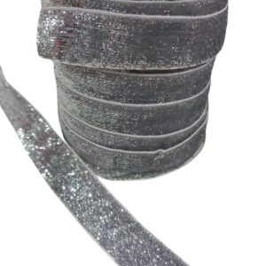 Kadife Kurdele Simli 2 cm Gümüş 1 Metre