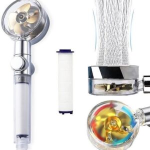 ANKAVERSE® Turbo Pervaneli ve Filtreli Su Tasarruflu 360 Derece Dönebilen Tazyikli Duş Başlığı