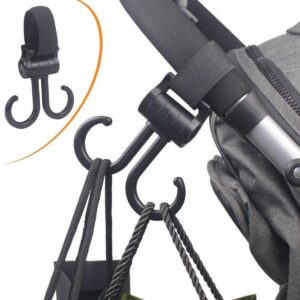 ANKAVERSE® 2li Bebek Arabasına Uyumlu Cırtlı Eşya Taşıma Aparatı 360 Derece Dönebilen Plastik Kanca