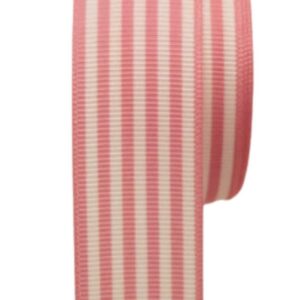 Tafta Çizgi Desen Kurdele 25 mm Pudra 1 Metre