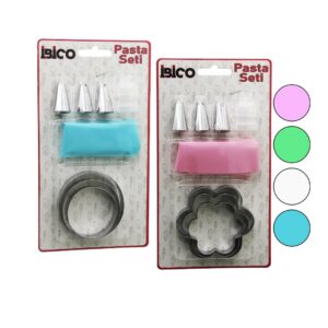 8PCS PASTA SÜSLEME SETİ - 3-KURABİYE KALIP=YUVARLAK - ÇİÇEK 1-KREMA TORBASI - 3-METAL+1-PLS.UÇ (5286)