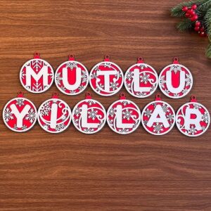 ANKAVERSE® 11 Harfli Kırmızı Beyaz İpli MUTLU YILLAR Yazılı Ahşap Yılbaşı Ağaç Süsü