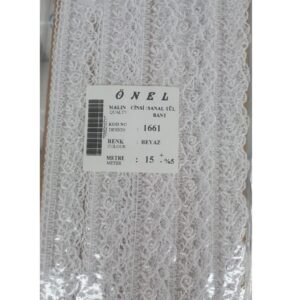 Dantel Polyester Sanal Tül Bant Beyaz 15 Metre En 6 cm ON-1661-B