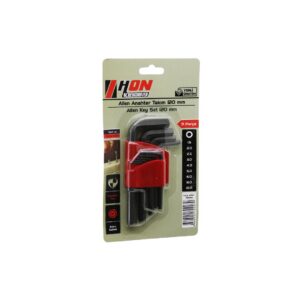 9PCS SİYAH KISA - DÜZ 120MM ALYAN ALLEN ANAHTAR TAKIMI BRKT-702279 (5286)