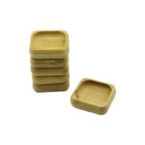 6 ADET 9X9CM KARE AHŞAP BAMBU ÇEREZLİK - LOKUMLUK KASE DERİNLİK: 1.8CM (5286)