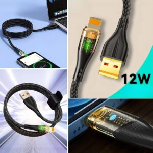 ANKAVERSE® Led Işık Uçlu Sağlam İp Kablolu USB to Lightning Hızlı Şarj Kablosu
