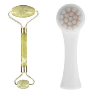 ANKAVERSE® 2li Set Çift Taraflı Cilt Temizleme Fırçası ve Yeşim Taşı Çift Taraflı Cilt Masaj Aleti