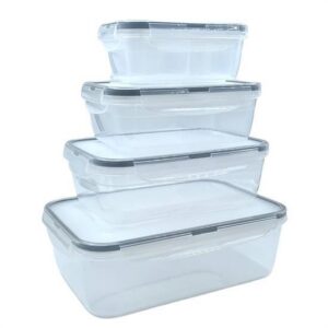 ANKAVERSE® 4lü İç İçe Sızdırmaz Contalı Kilitli Kapaklı Plastik Erzak Saklama Kapları LC315