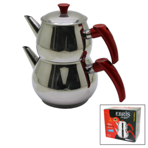 AİLE BÜYÜK BOY KÜRE ÇELİK ÇAYDANLIK SETİ ÜST: 1.2LT - ALT: 2LT (5286)