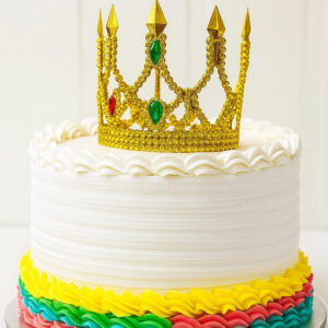 Altın Işıltılı İnce Pasta Tacı Pasta Üstü Taç Plastik Malzeme 8x8 cm (5286)