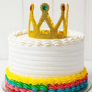 Altın Işıltılı Pasta Tacı Pasta Üstü Taç Plastik Malzeme 8x8 cm (5286)