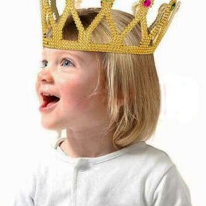 Altın Renk Çocuk ve Yetişkin Uyumlu Kraliçe Tacı Prenses Tacı 8X25 cm (5286)