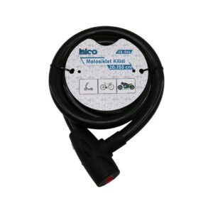 ANAHTARLI AÇ-KAPA KİLİT KAPAKLI MOTOR - BİSİKLET KİLİT ÇELİK TEL SİYAH ŞEFFAF KILIF 20MMX150CM (5286)