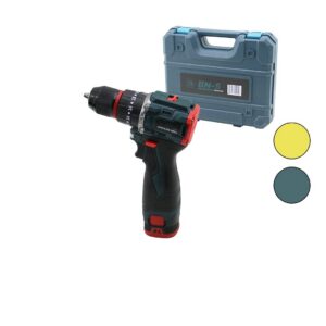 KÖMÜRSÜZ SARI VEYA  MAVİ RENK ŞARJLI DARBELİ MATKAP - UÇ SETİ 1550 RPM24V - 5.0 Ah2-BATARYA (5286)