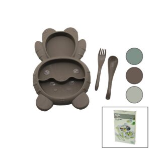 AYICIK MODEL=3 BÖLMELİ BEBEK BESLENME SETİ 3PCS=MAMA KABI-KAŞIK-ÇATAL 500ML RENKLİ PLST (5286)