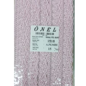Dantel Polyester Sanal Tül Bant Açık Pembe 15 Metre En 3 cm ON-1518-AP