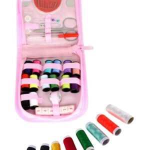İplik Set Fermuarlı Plastik Dikiş Seti Pembe