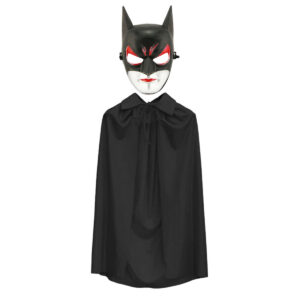 Batman Maskesi Cat Woman ve Batman Pelerini 90 cm Siyah Renk Set (5286)