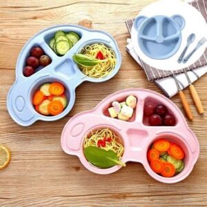 ANKAVERSE® Bebekler İçin Araba Şeklinde Sevimli Mama Tabağı Çocuk Tabldot