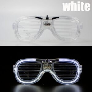 Beyaz Led Işıklı Parti Gözlüğü - Neon Glow Şerit Gözlük 3 Modlu (5286)