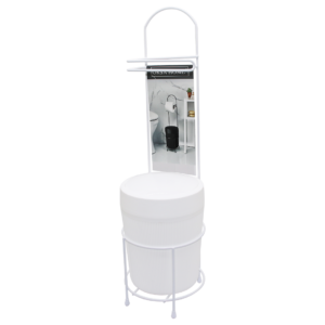 BEYAZ METAL AYAKLI WC KAĞITLIK YUVARLAK PLASTİK KOVALI (5286)