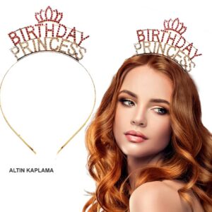 Birthday Princess Kristal Taç – Altın Kaplama (5286)