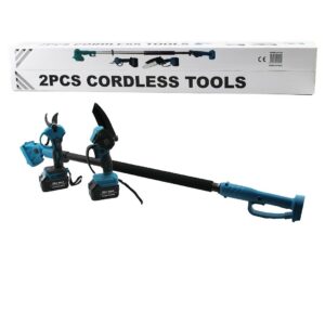 BN-5 CORDLESS TOOLS LTJ-6A ZZ-01 2 PCS SET 6" BUDAMA DAL KESME TESTERE=ŞARJLI--YAĞSIZ - ZİNCİRLİ + ŞARJLI BAĞ MAKASI TELESKOPİK UZAYAN METAL SAP=120--195CM (5286)