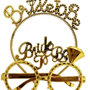 Bride To Be Yazılı Taç ve Bride To Be Yazılı Gözlük Seti Altın Renk (5286)