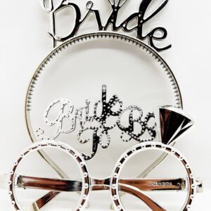 Bride Yazılı Taç ve Bride To Be Yazılı Gözlük Seti Gümüş Renk (5286)