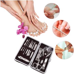 Çantalı Manikür Pensi Profesyonel ve Manikür Pedikür Seti 13 Parça Tırnak Eti İtici Ve Cımbız (5286)