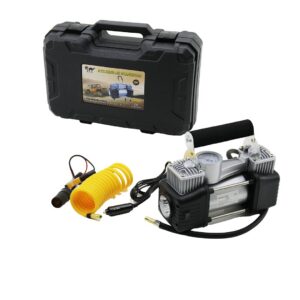 ÇİFT SİLİNDİR OTO - ARAÇ HAVA KOMPRESÖRÜ DC/12V - 23Amp - 150PSI FENERLİ BAR GÖSTERGELİ (5286)