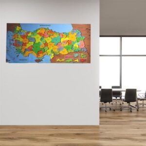 ANKAVERSE® Renkli Türkiye Haritası Manyetik Yapıştırıcı Gerektirmeyen Duvar Stickerı 118 CM * 56 CM