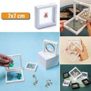 ANKAVERSE® 7x7 cm Standlı 3D Takı Ziynet Hatıra Koleksiyon Saklama Kutusu Şeffaf Film Çerçevesi