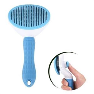 ANKAVERSE® Kedi Köpek Tüy Toplayıcı Kendini Temizleyebilen Ergonomik Saplı Evcil Hayvan Tarağı Mavi