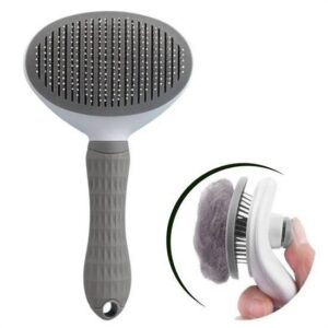 ANKAVERSE® Kedi Köpek Tüy Toplayıcı Kendini Temizleyebilen Ergonomik Rahat Evcil Hayvan Tarağı Gri