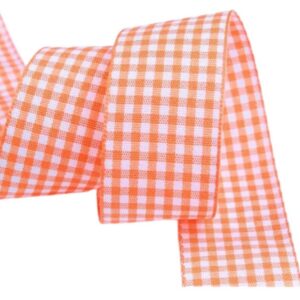 Tafta Ekoseli Kurdele 25 mm Turuncu 5 Metre