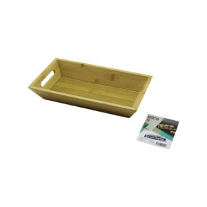 DİKDÖRTGEN=16X30CM DERİN=4.5CM AHŞAP BAMBU SUNUM TEPSİSİ ÇİFT OYMA KULPLU (5286)