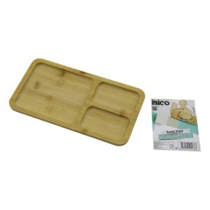 DİKDÖRTGEN 3 BÖLMELİ=2+1 AHŞAP BAMBU SERVİS SUNUM TEPSİ - TAHTASI 24.8 X 13.8 X 1.4CM (5286)