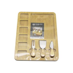 DİKDÖRTGEN 6+1 BÖLMELİ MDF KAHVALTI PEYNİR SUNUM PANOSU 3 BIÇAK=AHŞAP SAP 30X39.5CM (5286)